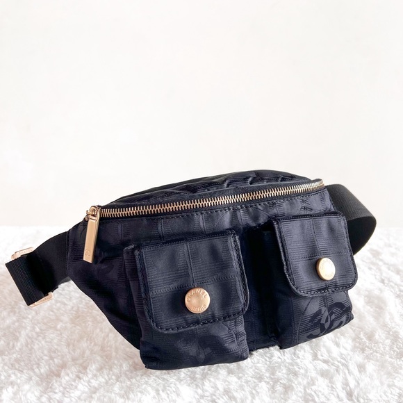 CHANEL Handbags - CHANEL Travel Line Double Pocket Waist Belt Bag Nylon Small Black